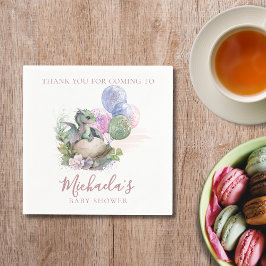 水の色リトルドラゴンベビーシャワーありがとう スタンダードカクテルナプキン