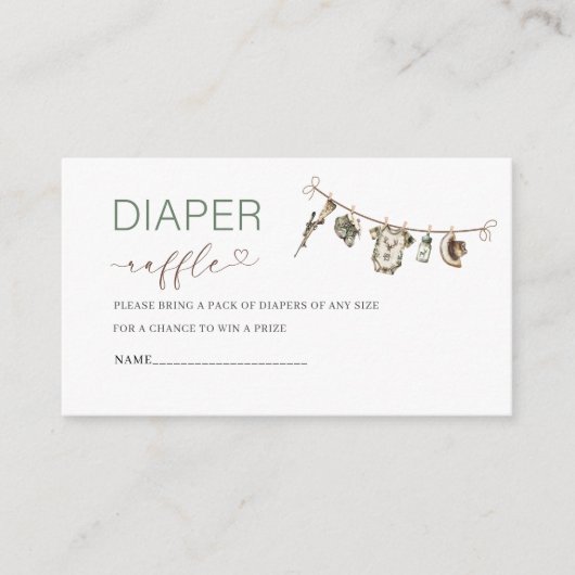 水の色リトルハンターベイビーシャワーおむつラフ エンクロージャーカード (正面)