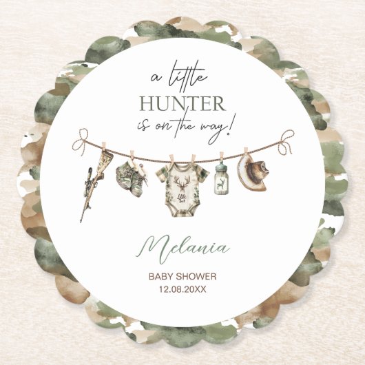 水の色リトルハンターベビーシャワー ペーパーコースター (正面)