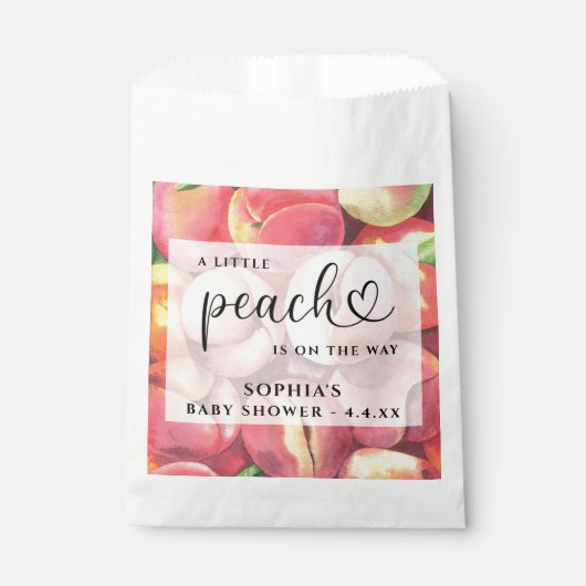 水の色リトルピーチの途中の赤ちゃんシャワー フェイバーバッグ (正面)