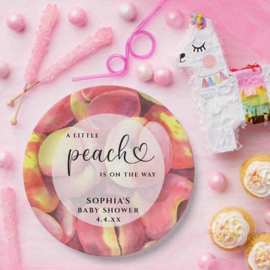 水の色リトルピーチの途中の赤ちゃんシャワー ペーパープレート (パーティー)