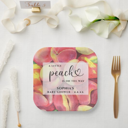 水の色リトルピーチの途中の赤ちゃんシャワー ペーパープレート (ウェディング)