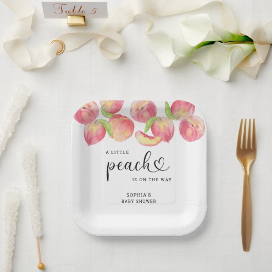 水の色リトルピーチの途中の赤ちゃんシャワー ペーパープレート (ウェディング)