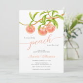 水の色リトルピーチの途中の赤ちゃんシャワー 招待状 (スタンド正面)