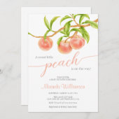 水の色リトルピーチの途中の赤ちゃんシャワー 招待状 (正面/裏面)