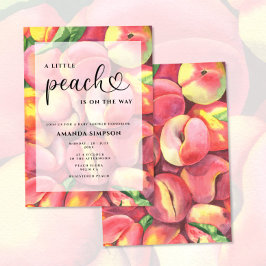 水の色リトルピーチの途中の赤ちゃんシャワー 招待状