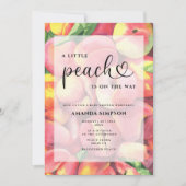 水の色リトルピーチの途中の赤ちゃんシャワー 招待状 (正面)