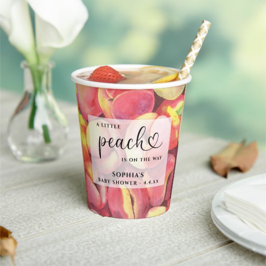 水の色リトルピーチの途中の赤ちゃんシャワー 紙コップ (インサイチュ)