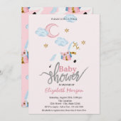 水の色リトルポニーピンク赤ちゃんシャワー 招待状 (正面/裏面)