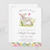 水の色リトルラム春牧草地ベビーシャワー インビテーションポストカード (正面/裏面)