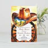 水の色リトルロデオカウボーイ赤ちゃんシャワー 招待状 (スタンド正面)