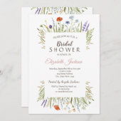 水の色リトルワイルドフラワーメドウブライダルシャワー 招待状 (正面/裏面)