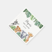 水の色リトルワイルドワンサファリベイビーシャワー スタンダードカクテルナプキン (角)