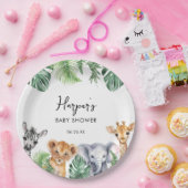 水の色リトルワイルドワンサファリベイビーシャワー ペーパープレート (パーティー)