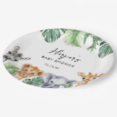 水の色リトルワイルドワンサファリベイビーシャワー ペーパープレート (アングル)