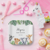 水の色リトルワイルドワンサファリベイビーシャワー ペーパープレート (パーティー)