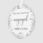 水の色リース私たちの初めてのクリスマス 婚約した オーナメント (正面)