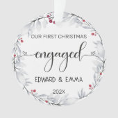 水の色リース私たちの初めてのクリスマス 婚約した オーナメント (正面)