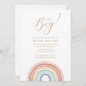 水の色レインボーその男の子のシャワー 招待状 (正面/裏面)