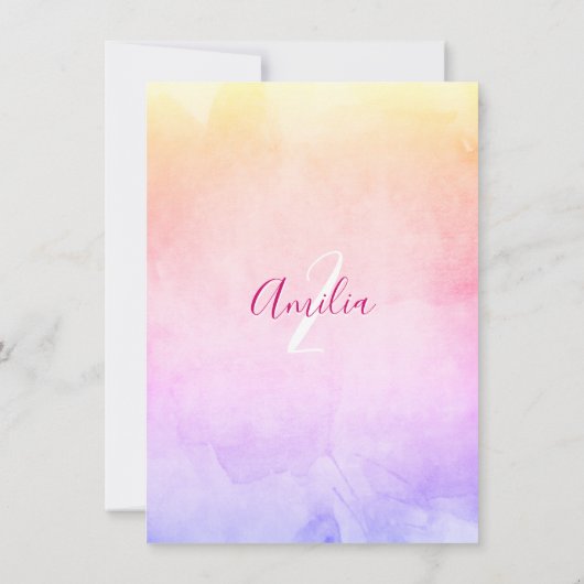 水の色レインボーガール誕生日2nd TWO |写真 招待状 (裏面)