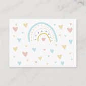 水の色レインボーハート赤ちゃんシャワー用ブック エンクロージャーカード (裏面)
