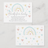 水の色レインボーハート赤ちゃんシャワー用ブック エンクロージャーカード (正面/裏面)