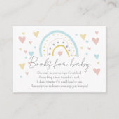 水の色レインボーハート赤ちゃんシャワー用ブック エンクロージャーカード (正面)