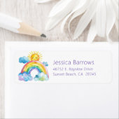 水の色レインボーベビーガールシャワー差出人住所 ラベル (インサイチュ)