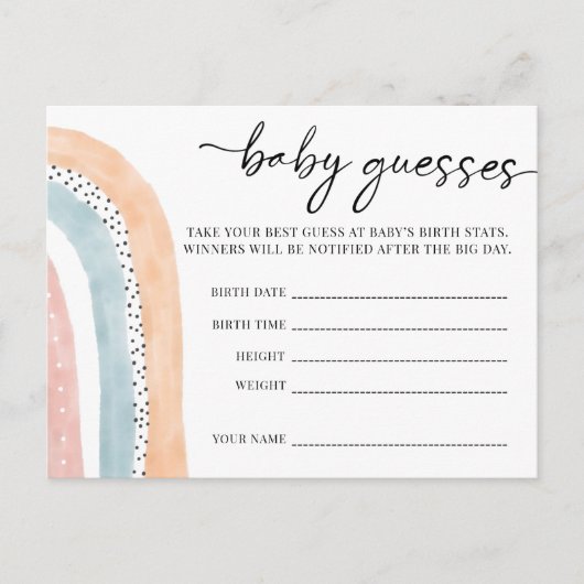 水の色レインボーベビーシャワーベビー推測 ポストカード (正面)