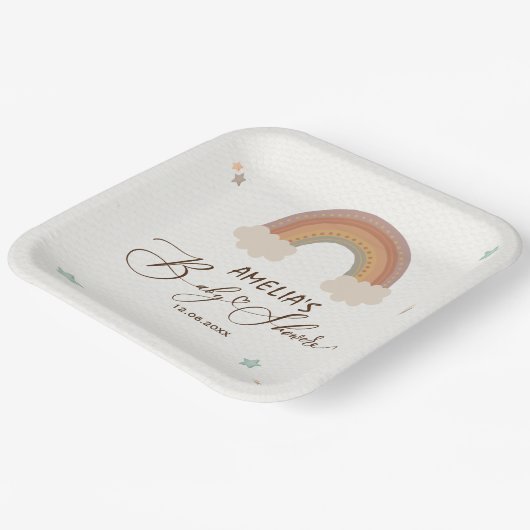 水の色レインボーボホ男女兼用ベビーシャワー ペーパープレート (傾斜あり)