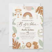 水の色レインボーボホ男女兼用ベビーシャワー 招待状 (正面)