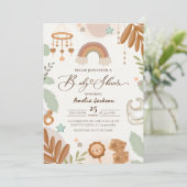 水の色レインボーボホ男女兼用ベビーシャワー 招待状 (スタンド正面)