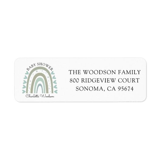 水の色レインボーボーイベビーシャワー差出人住所 ラベル (正面)