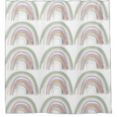 水の色レインボーミュート色ボホシックなシャワーC シャワーカーテン (正面)