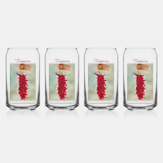 水の色レッドチリRistraニューメキシコ ガラス缶 (正面)