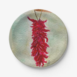 水の色レッドチリRistraニューメキシコ ペーパープレート