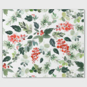 水の色レッドベリーグリーンリークリスマスホリデー ラッピングペーパー (フラット)