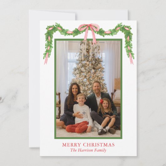 水の色レッドボーガーランドクリスマスホリデーカード シーズンカード (正面)