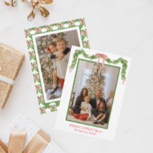 水の色レッドボーガーランドクリスマスホリデーカード