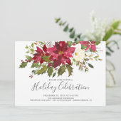 水の色レッドポインセチアクリスマスホリデーパーティー 招待状 (スタンド正面)