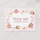 水の色レッドstawberryデイジー誕生日ベビーショー エンクロージャーカード (正面)