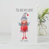 水の色レディ格言と赤いハートパンバレンタイン シーズンカード (スタンド正面)