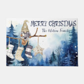 水の色レディ格言ブルーフォレストメリークリスマス ドアマット (正面)