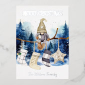 水の色レディ格言ブルーフォレストメリークリスマス 箔シーズンカード (正面)