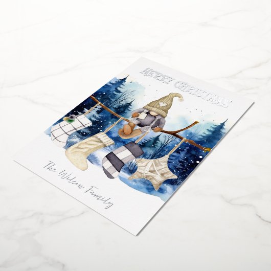 水の色レディ格言ブルーフォレストメリークリスマス 箔シーズンカード (回転した状態)