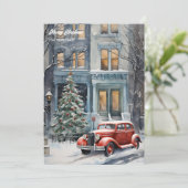 水の色レトロカークリスマスシティツリー シーズンカード (スタンド正面)