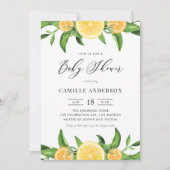 水の色レモンとオレンジ夏のベビーシャワー 招待状 (正面)