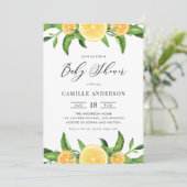 水の色レモンとオレンジ夏のベビーシャワー 招待状 (スタンド正面)