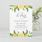 水の色レモンとオレンジ夏の紅茶パーティー 招待状 (スタンド正面)