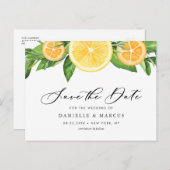 水の色レモンとオレンジ日付を保存 案内ポストカード (正面/裏面)